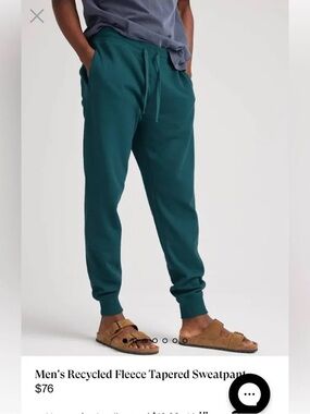 Richer Poorer Men’s Recycled Fleece Jogger Sweatpants Medium Green